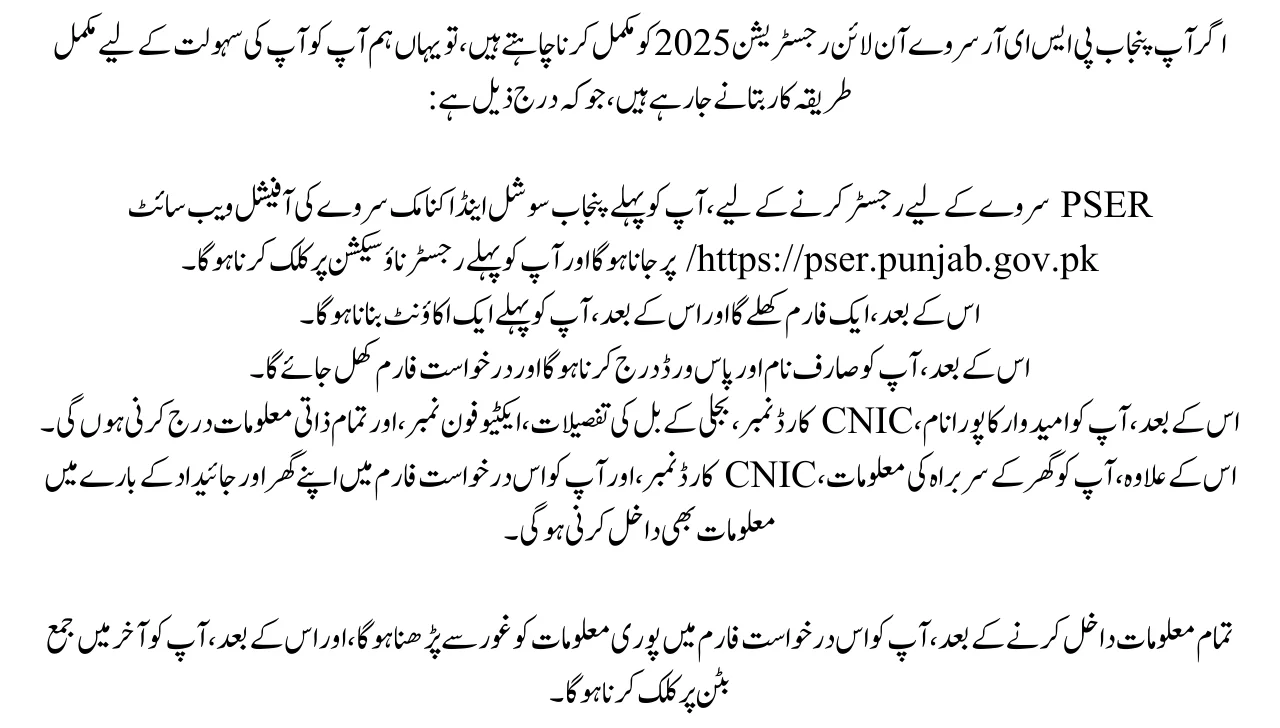 How to Complete The Punjab PSER Survey Online Registration 2025
